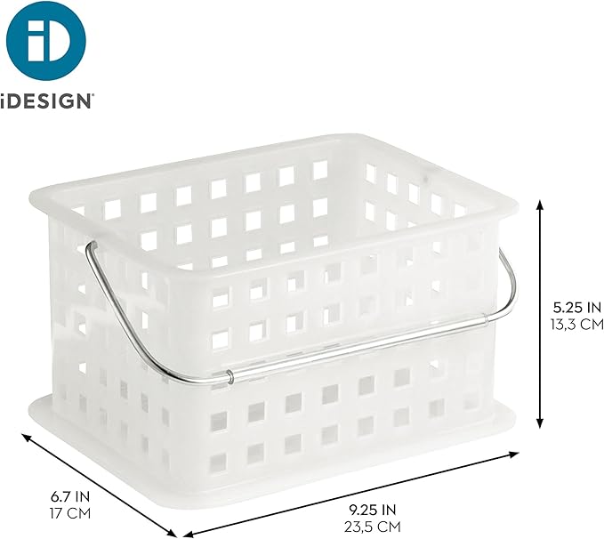 iDesign Portable Shower Caddy Basket for College Dorm or Bathroom, Set of 3, Frost, Made in USA