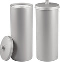 iDesign Freestanding Bathroom Toilet Paper Storage Holder with Lid for 3 Extra Rolls, 2-Pack, Silver