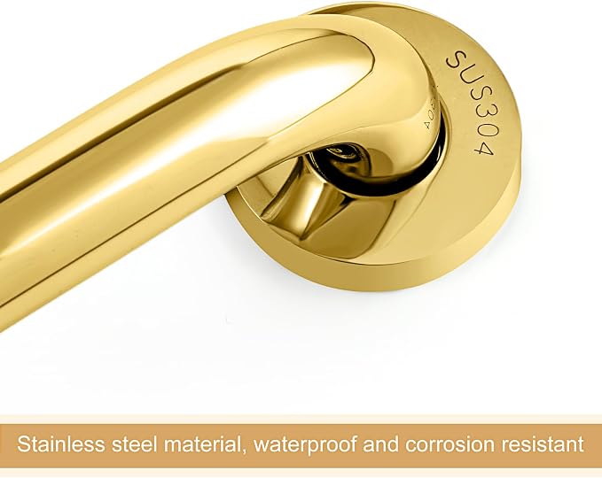 Tatuo 4 Pack Showers Grab Bars for Bathtubs 304 Stainless Steel Bathroom Safety Handrails Anti Slip Handles Grab Bars for Elderly, Senior, Pregnant (Gold,16 Inch)