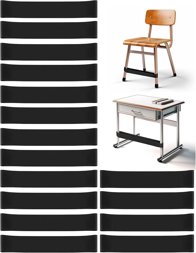 16 Pack Chair Bands for Kids with Fidgety Feet, ADHD Tools for Kids, Improve Focus & Reduce Restlessness, Chair Bands for Sensory ADHD ADD Autism - Classroom & Home Must Haves (Black)