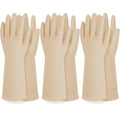 DABOGOSA Reusable Waterproof Household Dishwashing Cleaning Rubber Gloves, Non-Slip Kitchen Glove (Ivory, Small (Pack of 3))