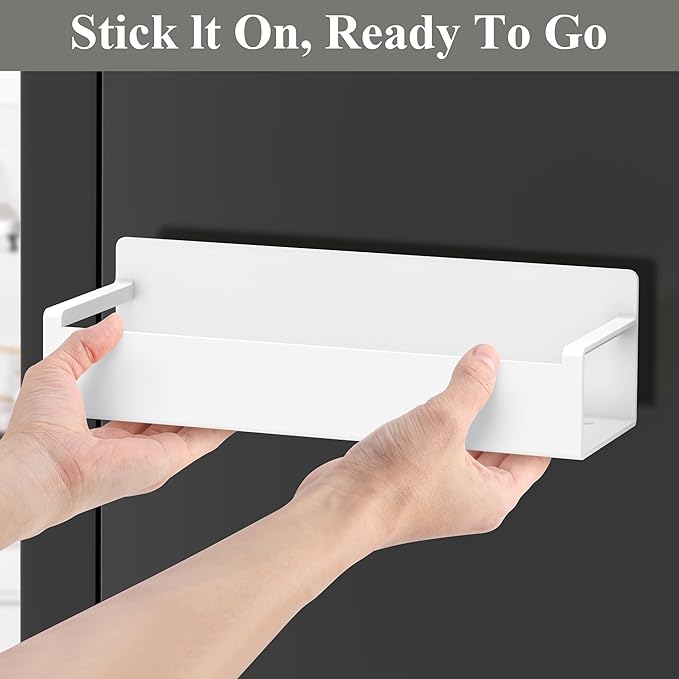 HuggieGems 6 Pack Magnetic Spice Rack Organizer for Refrigerator and Oven, White Fridge Organizers and Storage for Kitchen