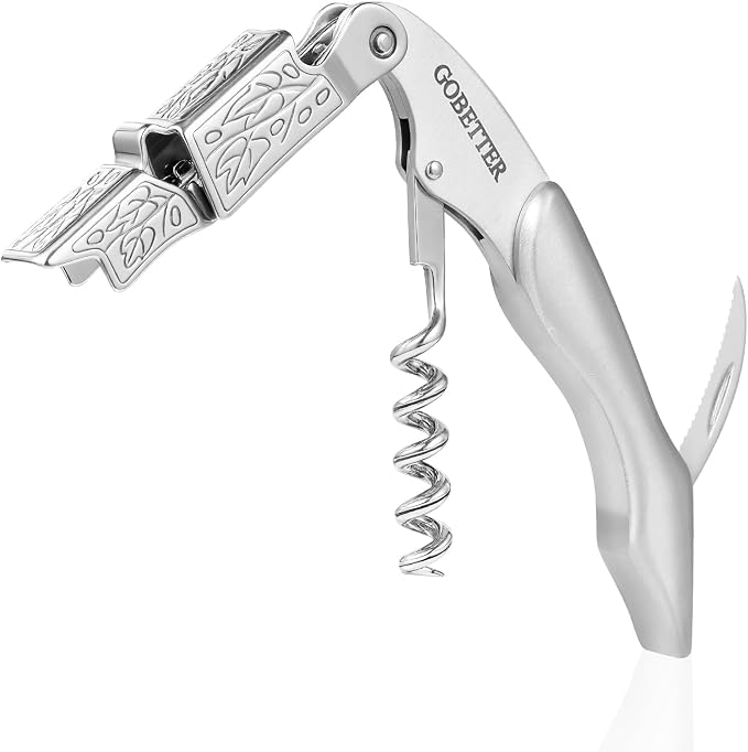 GOBETTER Wine Opener, Professional Corkscrews for Wine Bottles Cap Remover, Manual Wine Key for Home Use, Servers, Waiters Bartenders and Wine Lovers, Stainless Steel