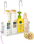 YQh hanging shower rack, bathroom storage rack, shampoo bracket, the back hook can be rotated, and can be hung on the faucet or Claw foot bathtubcross bar, 304 stainless steel rust proof and durable