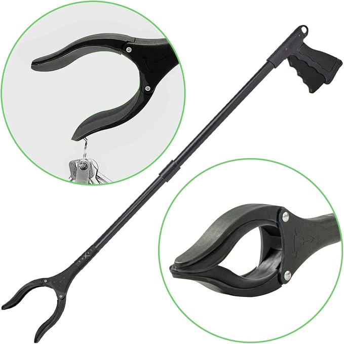 Grabber Reacher Tool, Long 32" Foldable Pick Up Stick, Strong Grip Magnetic Tip Lightweight Trash Picker Claw Reacher Grabber Tool Elderly Reaching, by Luxet (Black)