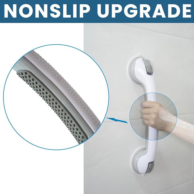 Shower Grab Bars, 2 Pack 16.2 inch Suction Cup Grab Bar for Bathtubs Showers for Wall, Shower Handrails for Seniors, Heavy Suction Cup Grabs Bar,Duty Showers Handle Removable, Bathroom Safety Grip