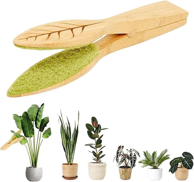 Plant Leaf Cleaning Tongs, Portable House Plant Leaf Cleaning Tongs, Household Cleaning Tools Garden Tools, Cleans Both Sides of Leaves, Dust Removal for Indoor Outdoor