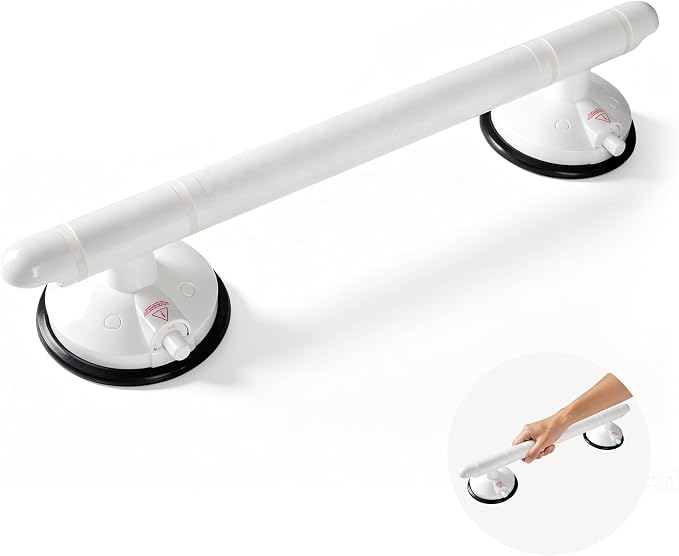 18.5inch Upgrade Suction Shower Grab Bar, Portable Shower Handle Bar Suction Grip Bar Bathtub Handle with Strong Hold Suction Cup Fitting and Rapid Release for Bathroom 1PACK