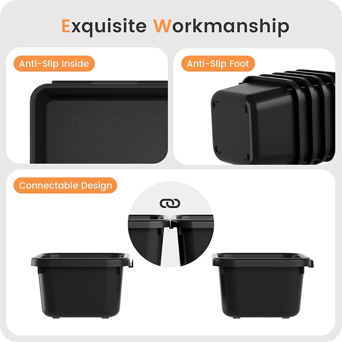 A-LuGei 【Military Grade Drawer Organizer, 【𝟱𝗦𝗶𝘇𝗲】 Makeup organizer, 【Holds 177 Items】 Bathroom Organizers and Storage, Organization and Storage, Desk Drawer Organizer for Vanity (Black)