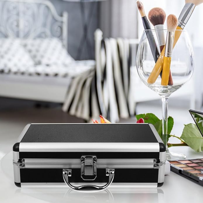 ERINGOGO Lockable Portable Aluminum Tool Case with Large Capacity Multifunctional Carrying Toolbox for Hardware Jewelry Makeup and Medicine Storage Compact 11.8 X 6.7 X 3.7 Inches