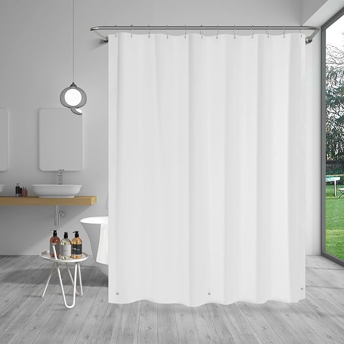 AmazerBath Long Shower Curtain Liner, 72x78 Plastic White Shower Curtain Liner, Cute Waterproof PEVA Shower Curtains, Lightweight Shower Curtains for Bathroom with Magnets and 12 Rustproof Grommets