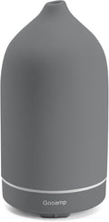 Gooamp 200ML Ceramic Essential Oil Diffuser - Ultrasonic Aromatherapy & Humidifier with 7-Color LED Lights, Auto Shut-Off, Grey, 1H/3H/6H Timer | Scent for Home,Office,Yoga