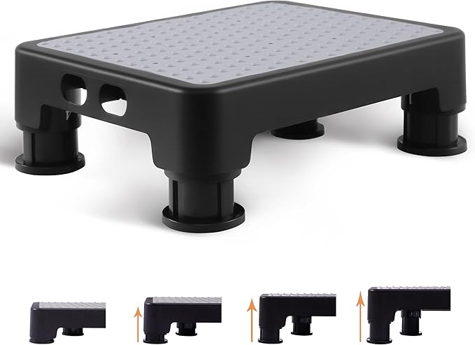 CHIKILLA Adjustable Step Stool for High Beds and Cars, 650lbs Heavy Duty Bed Step for Elderly, Non-Slip Mobility Platform for Bathtub, Kitchen, SUV, 4 Height Levels 3.4-5" Portable Stair Assist, Gray