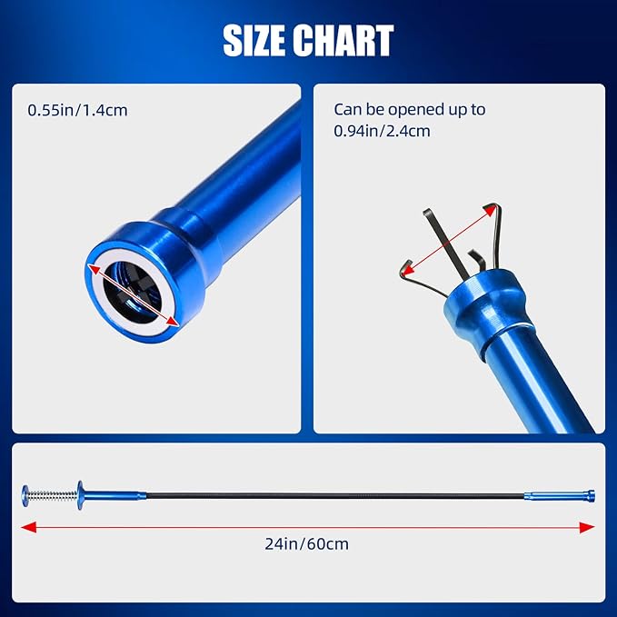 Grabber Reacher Tool, Flexible Magnetic Pickup Tool with 4-Claw Gripper & Spring-Loaded Handle, Pickup for Bathroom, Engine Bay, Kitchen & Sewers (24 inch) (Blue Magnetic Pickup Tool)
