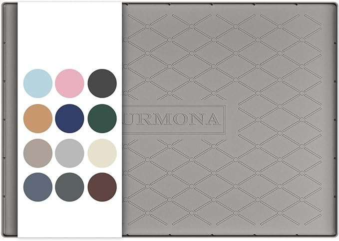 URMONA 31" x 19" Waterproof Silicone Mat in Multiple Sizes & Colors, Under Sink Mat for Kitchen & Bathroom, Pet Food Pad for Dogs & Cats, Kitchen Cabinet Liner, Multi-Purpose for Storage(Beige)