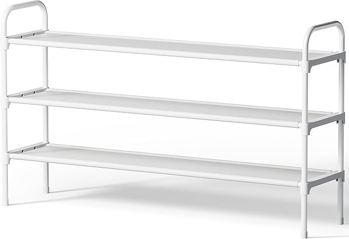 Kitsure Extra-Long Shoe Rack for Closet, Shoe Organizer for Front Door Entrance, Stackable Shoe Shelf, Detachable Closet Organizers and Storage, 39.0" Wide - 3 Tier, White