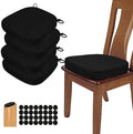 BUYUE Thickened 2.5" Dining Chair Cushions Set of 4, U-Shape High Density Foam Comfortable Chair Pads for Kitchen, Slip Resistant Indoor Seat Cushions (4 PCS, Black)