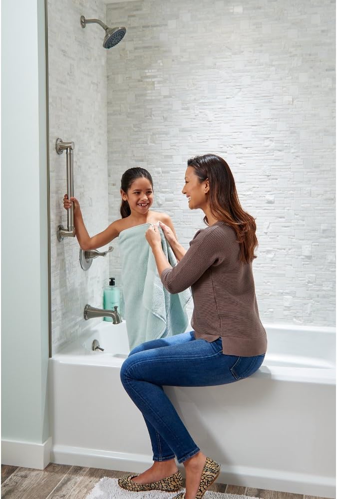 Delta Carlisle (1-Pack) 16' Shower Grab Bar Seniors ADA Compliant Satin Nickel 450 lb Capacity Bathroom Safety Handle for Shower, Bathtub | Wall Mounted Balance Assist, Grip DCL5916-BN