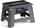 Flottian 9" Folding Step Stool for Adults and Kids Holds Up to 300 lbs,Non-Slip Folding Stools with Portable Handle, Compact Plastic Foldable Step Stool for Bathroom,Bedroom, Kitchen Gray