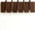 Wood Coat Rack Wall Mount - Large Walnut Piano Coat Rack wtih 5 Hooks for Hanging Clothes,Keys,Robes,Purse,Towels,Modern Decorative Wall hooks Heavy Duty Hanger Organizer for Bathroom/Bedroom/Entryway