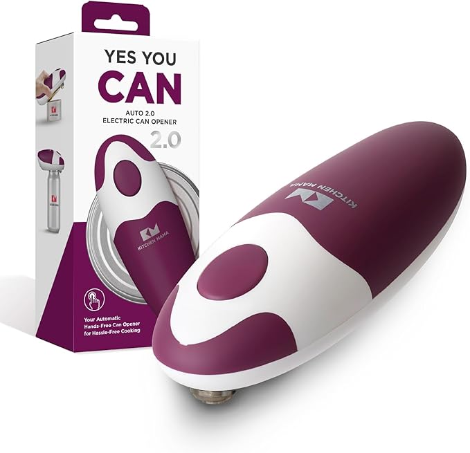 Kitchen Mama Auto 2.0 Electric Can Opener: Blade Opens Almost Any Can Pop or Soda Can - Automatic, Hands Free, Safe, Smooth Edge, Lid Remover, Battery Operated, Cordless, YES YOU CAN (Burgendy Mist)