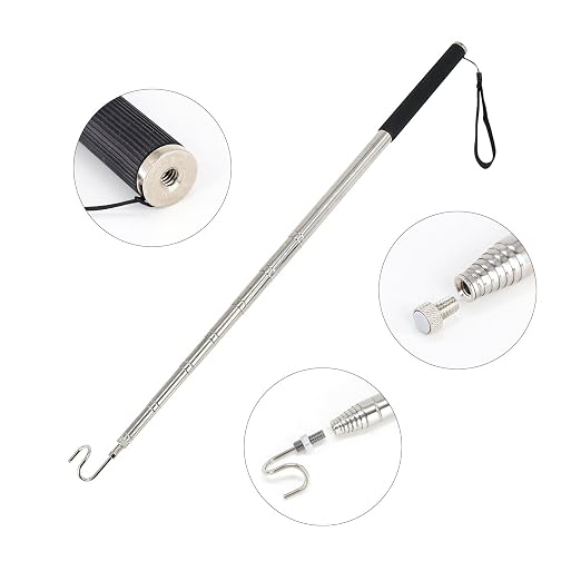 Pickup Grabber Telescopic Magnetic Pickup Tool with Hook Pick-Up Pole Wire Fish Stick Pocket extendable Magnet Pickup Tool (72")