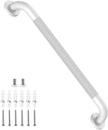White Grab Bar 24 Inch, iHansee Anti-Slip Bathroom Grab Bar w/Knurled Texture Grip, Stainless Steel Safety Handrail for Toilet Bathtub, Wall Mounted Shower Handle Handicap Bars for Senior Elderly