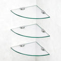 3 Pack Glass Corner Shower Shelves, Tempered Floating Glass Shelves Wall Mount, Shower Caddy Organizer, Bathroom Corner Shelf with Zinc Alloy Brackets for Bathroom, Kitchen, Living Room