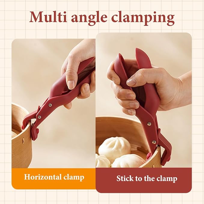Multi-Purpose Anti-Scald Bowl Holder Clip for Kitchen, 2026 New Silicone Non-Slip Heat Insulation Anti-scald Clip, Multi-Function Anti-Scald Bowl Clip Hot Bowl Dish Plate Gripper Clips (Red, 2PCS)