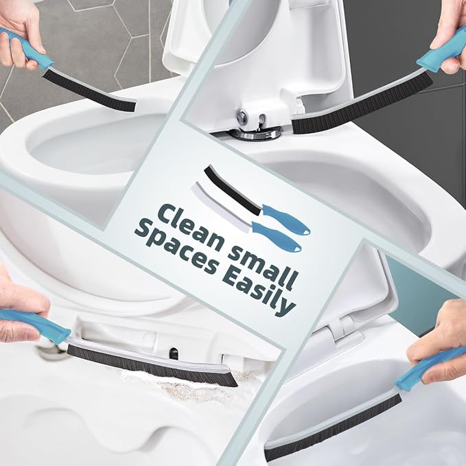 TQRR Toilet Brush, 4Pcs Bathroom Cleaning Brush, Toilet Scrubber, Deep Toilet Bowl Brush with Hanging Hole, Multifunctional Gap Cleaning Brush, Bristles for Kitchen Sinks, Tub,Shower (4, Light Blue)
