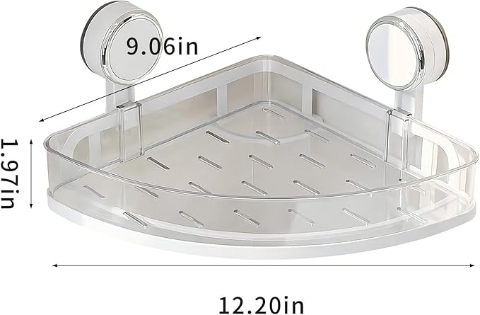 Suction Cup Corner Shower Caddy, Shower Caddy Basket Powerful Suction Bathroom, Waterproof & Rustproof Organizer for Bathroom Storage, No-Drilling Removable- 1 Pack