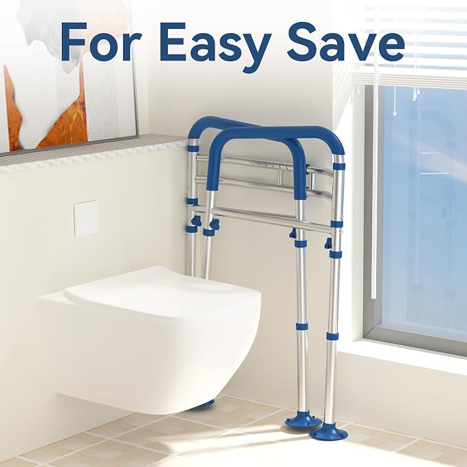 Loyoda Toilet Safety Rails for Seniors,Adjustable Toilet Handles for Elderly and Disabled (350 Lb),Foldable Toilet Rails Fit Most Toilets