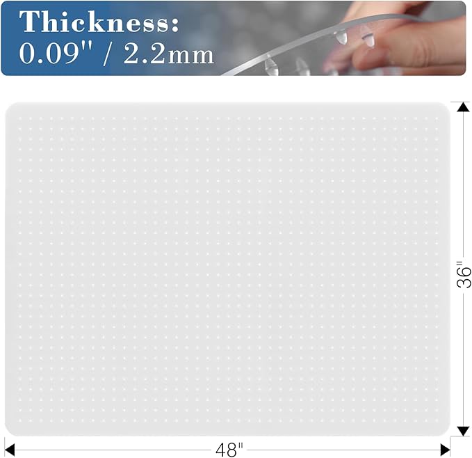 Tydle Chair Mat for Carpet, 36" x 48" Office Chair Mat for Carpeted Floors, Heavy Duty Rolling Computer Under Desk Mat with Grips, Floor Protector Mat for Home Office (Clear)