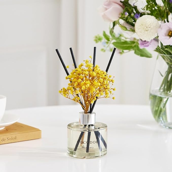 COCODOR Preserved Real Flower Reed Diffuser/Lemon Eucalyptus / 6.7oz(200ml) / 2 Pack/Reed Diffuser Set, Oil Diffuser & Reed Diffuser Sticks, Home Decor & Office Decor, Fragrance and Gifts