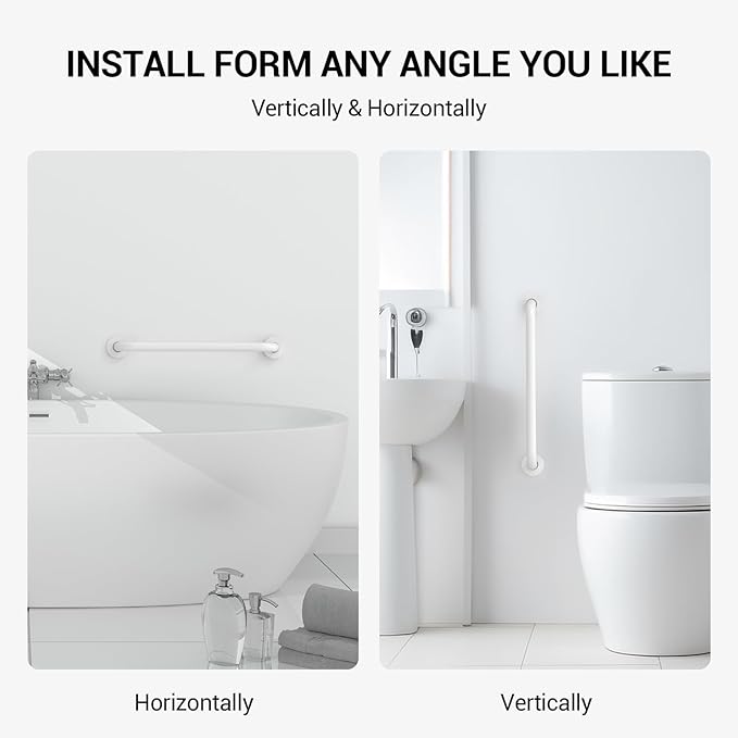 16 Inch Grab Bars for Bathtubs and Showers White, Safety Shower Grab Bars for Seniors Elderly Handicapped, Handicap Grab Bars for Shower with Concealed Screws, Tesuchan