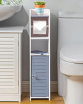AOJEZOR Toilet Paper Holder Stand: Small Bathroom Storage Cabinet - Light Grey - White