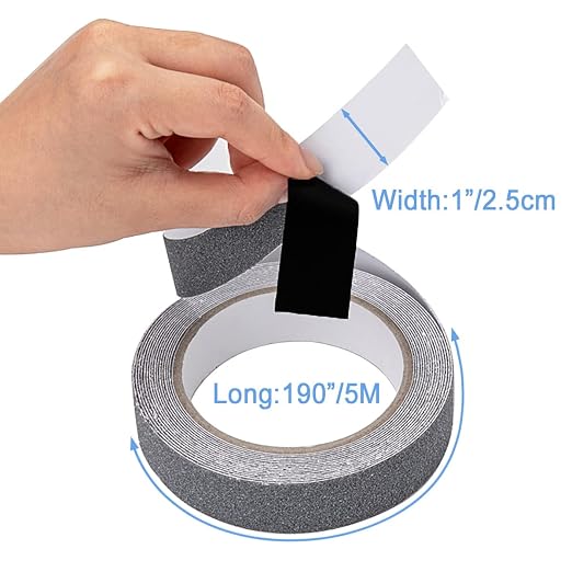 Yorwe Anti Slip Tape, High Traction,Strong Grip Abrasive, Not Easy Leaving Adhesive Residue, Indoor & Outdoor (1" Width x 190" Long, Gray)