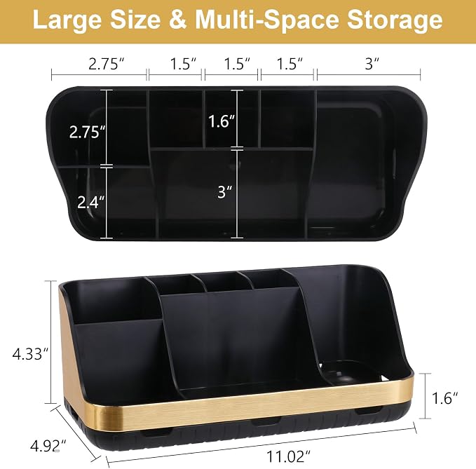 GFWARE Gold Toothbrush Holders for Bathrooms Countertop Organizer - Detachable 7 Slots Electric Toothbrush and Toothpaste Holder, Kids Organization and Storage, Restroom Accessories Vanity Stuff