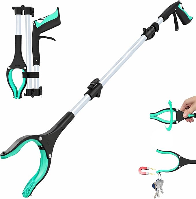 Grabber Reacher Tool - 43” Extra Long Foldable Gripper and Reaching Tool - Heavy Duty Pick Up Stick Grabbers for Seniors, Trash, Surgery Recovery Must Haves Gifts (Green-43in)