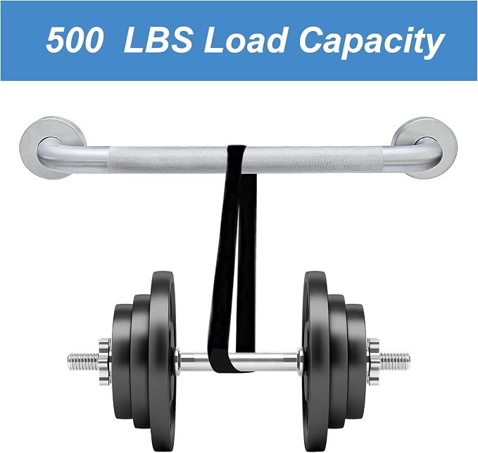 Handicap Grab Bars, 2 Pack 18 Inch Shower Grab Bar for Seniors, 304 Stainless Steel ADA Grab Bars for Bathtubs and Showers, Toilet, Safety Shower Handles for Elderly, Disabled (Brushed Nickel Knurled)