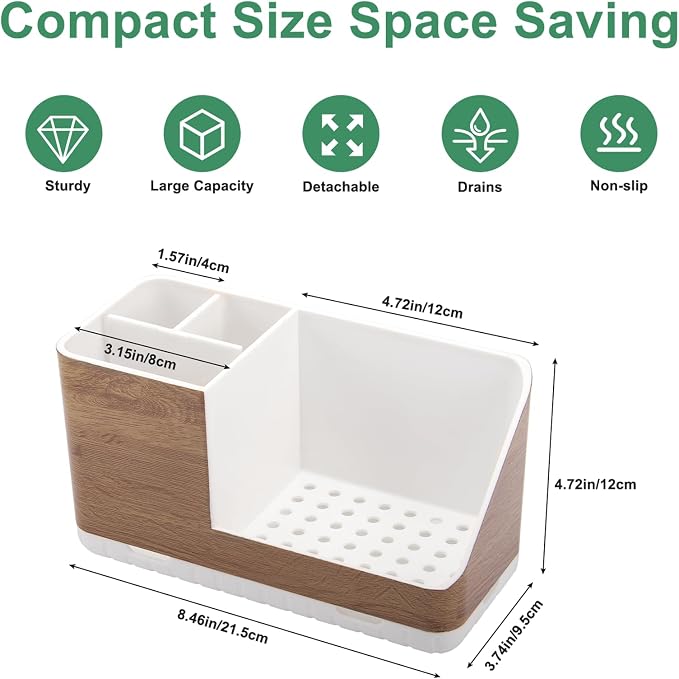 PARKMANI Toothbrush Holders for Bathrooms Countertop Organizer and Storage, Kids Electric Toothbrush and Toothpaste Holder, Bathroom Accessories Vanity Organizer (Wood Grain)