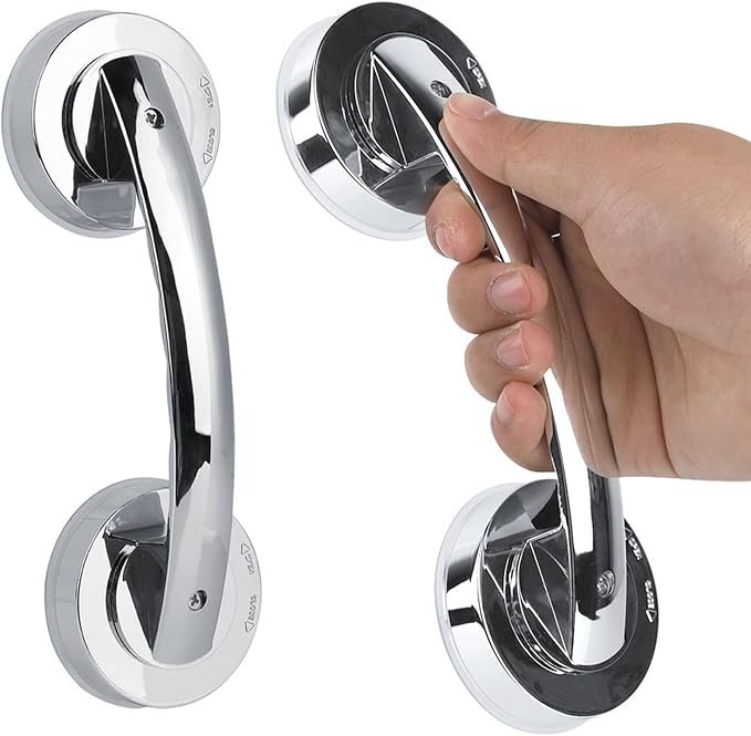 Suction Cup Grab Bar, 2 Pack Glass Door Window Handle Suction Cup Glass Mirror Door Handle for Bathroom Bathtubs and Showers Kitchen Drawer Cabinet