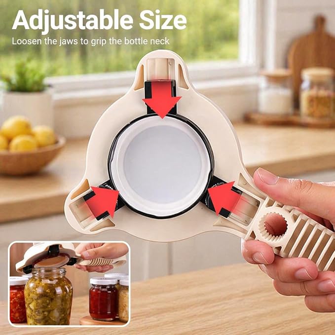 4-in-1 Multi-Purpose Jar Opener – Upgraded Adjustable Three-Claw Bottle Opener with Non-Slip Teeth, Multi-Size Lid Tool for Jars, Cans, Wine Bottles – Essential Kitchen Helper(Purple)