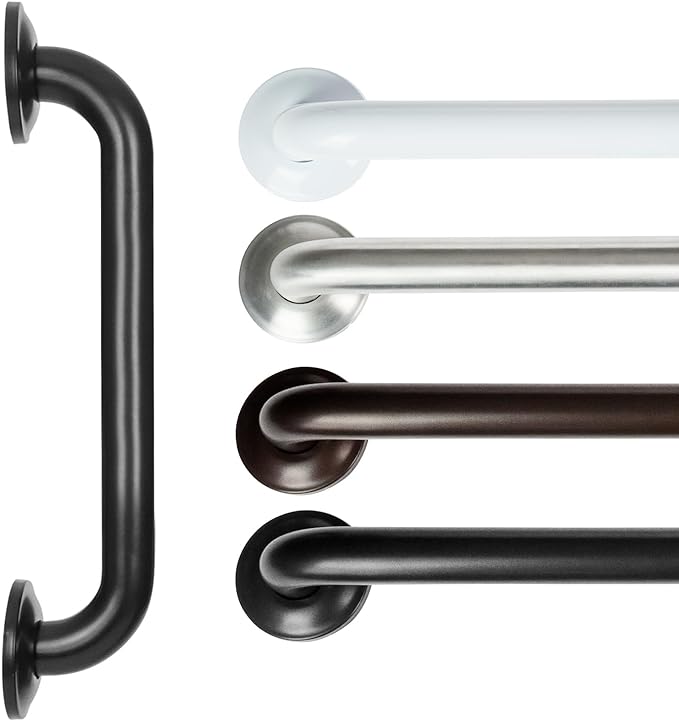 Vive Grab Bar for Showers - Bathroom Antislip Handrail for Seniors, Elderly Assistance Product, Heavy Duty Shower Handles, Handicap Grab Bars, Stainless Steel, Multipurpose, 440 lbs (Black)