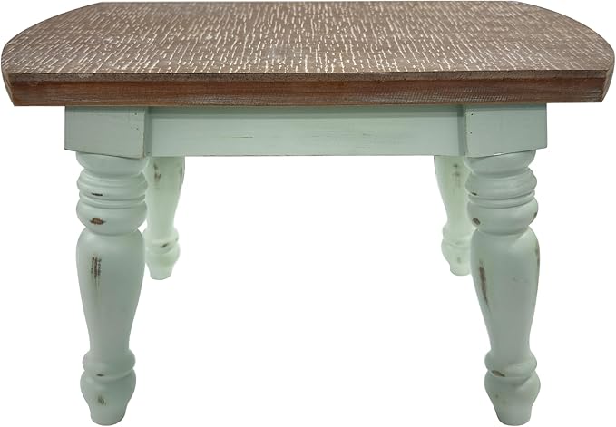 dwellington Farmhouse Wooden Plant Stand - Rustic Solid Wood Design, 300lb Capacity, Sturdy Step Stool for Kids, Kitchen, Bathroom, Vintage Home Decor(Green)