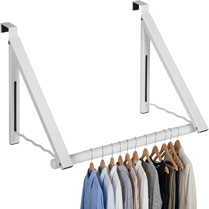 HOLDN’ STORAGE Over The Door Hanger Foldable - Over The Door Rack for Hanging Towels, Coats & Clothes - Over The Door Hanger Hooks for Bedroom, Washroom and Office.