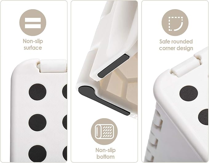 ACKO 2PACK Folding Step Stool - 11" Height Premium Heavy Duty Foldable Stool for Kids and Adults, Plastic Stepping Stool for Kitchen Bathroom, White