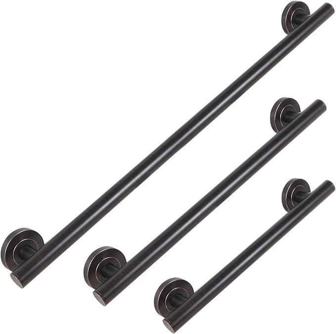 Lava Odoro Shower Grab Bar, Modern Set Stainless Steel Handicap Grab Bar for Bathtubs and Showers, Shower Safety Bar for Seniors Disabled, ADA-Compliant (Oil Rubbed Bronze, 3 Pack 18", 24'', 36")