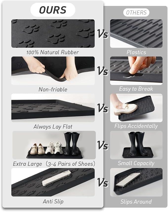 SUPENUIN Paw Pattern Boot Tray for Entryway Waterproof Rubber Mats for Dogs Multipurpose Shoe Mat Tray for Entryway Indoor Outdoor Multi Use Catch All Trays Shoe Storage 16x27.5 Inches