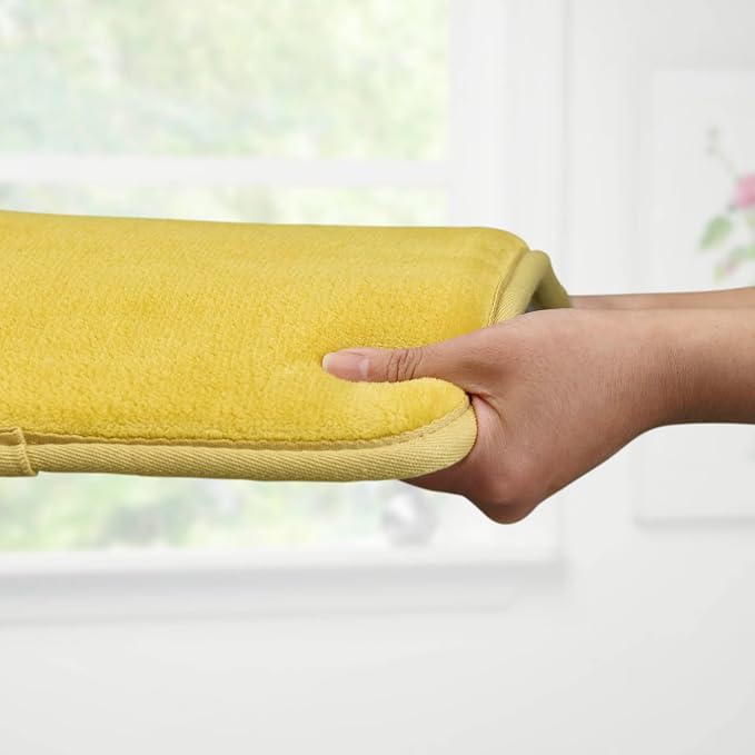 Memory Foam Bath Mat Non Slip Absorbent Super Cozy Velvet Bathroom Rug Carpet (17 inches X 24 inches, Mustard)